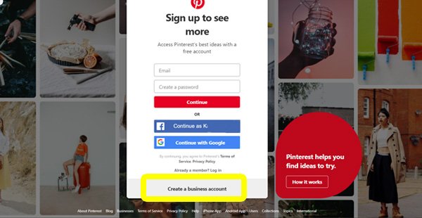 Sign Up Pinterest Business Account
